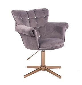 FOTEL HR804CCROSS GRAFITOWY WELUR ZŁOTA PODSTAWA