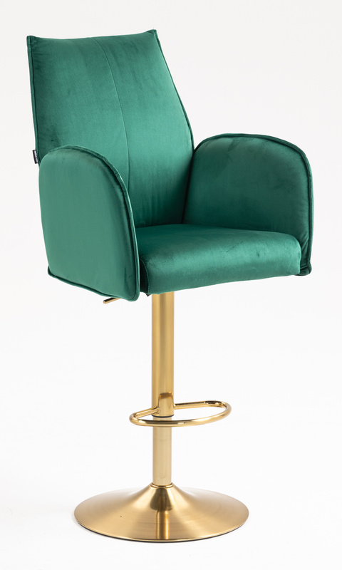 FOTEL HR280KW BUTELKOWA ZIELEŃ WELUR ZŁOTA PODSTAWA