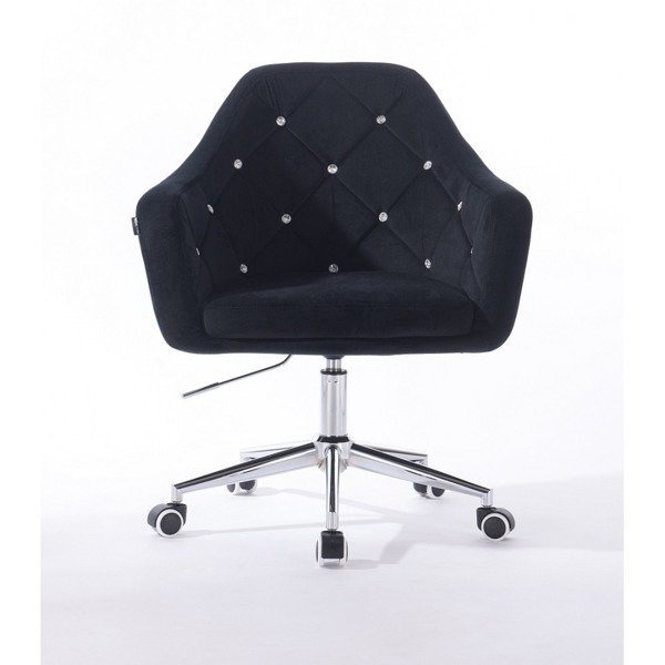 FOTEL HR830K CZARNY WELUR KÓŁKA