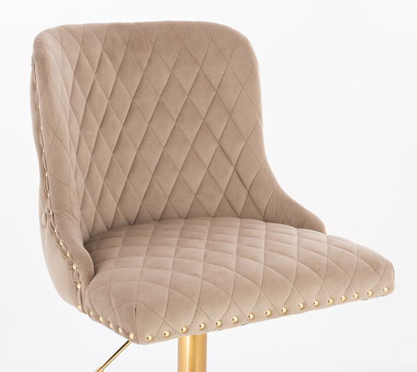 FOTEL HR940N LATTE WELUR ZŁOTA PODSTAWA