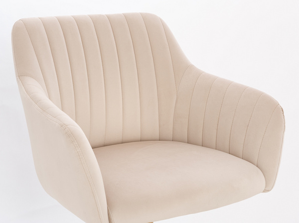 FOTEL HR190K KREMOWY WELUR CHROMOWANA PODSTAWA