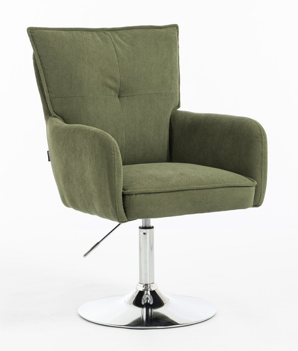 HOKER HR250N ZIELONY SZAŁWIA PREMIUM CORD SZTRUKS CHROMOWANA PODSTAWA