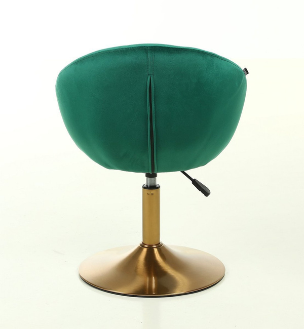 FOTEL HR948 BUTELKOWA ZIELEŃ WELUR ZŁOTA PODSTAWA