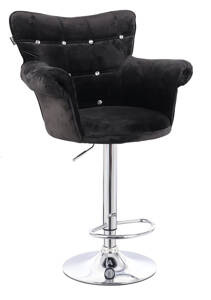 FOTEL HR804CW CZARNY WELUR CHROMOWANA PODSTAWA