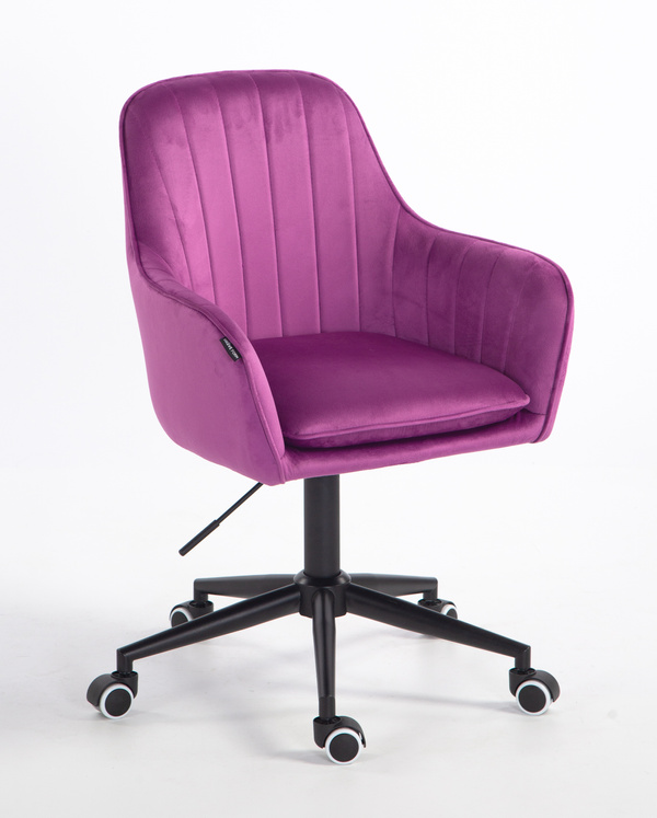 FOTEL HR2022K FUKSJA WELUR CZARNA PODSTAWA