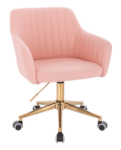 FOTEL HR190K RÓŻOWY ZŁOTA PODSTAWA