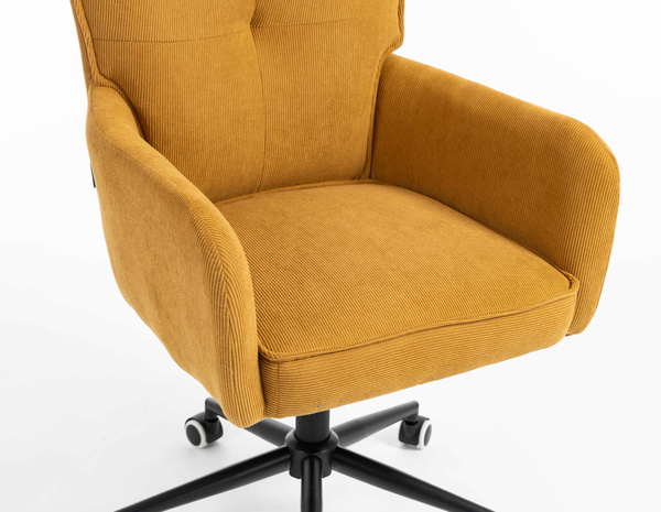 HOKER HR250K ŻÓŁTY CURRY PREMIUM CORD SZTRUKS CZARNA PODSTAWA