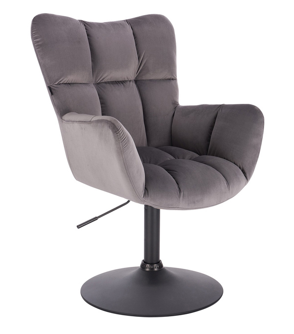 FOTEL HR650N GRAFITOWY WELUR CZARNA PODSTAWA