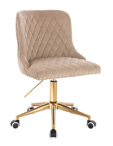 FOTEL HR940K LATTE WELUR ZŁOTA PODSTAWA