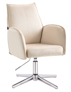 FOTEL HR280CROSS KREMOWY WELUR CHROMOWANA PODSTAWA