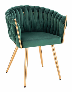 HR750 KRZESŁO ZŁOTE NOGI BUTELKOWA ZIELEŃ WELUR