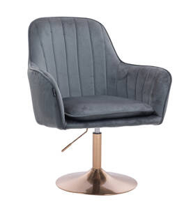 FOTEL HR2022N GRAFIT WELUR ZŁOTA PODSTAWA