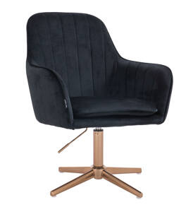 FOTEL HR2022CROSS CZARNY WELUR ZŁOTA PODSTAWA