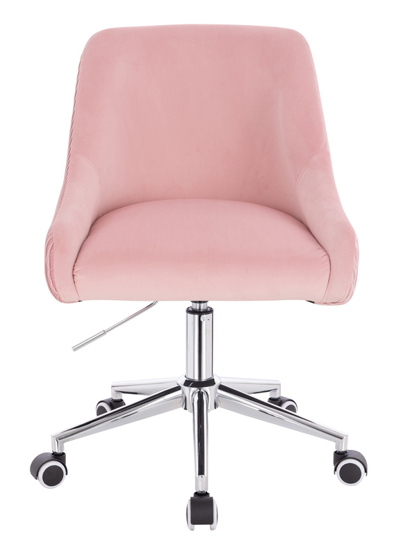 FOTEL HR920K PUDROWY RÓŻ WELUR CHROMOWANA PODSTAWA