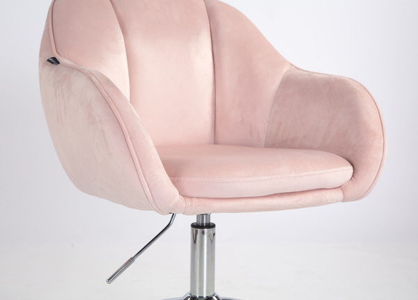 HOKER HR2055K PUDROWY RÓŻ WELUR CHROMOWANA PODSTAWA