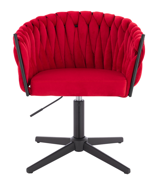 FOTEL HR750CROSS CZERWONY WELUR CZARNA PODSTAWA