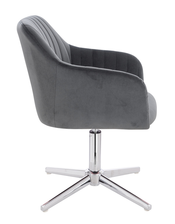 FOTEL HR190CROSS GRAFITOWY WELUR CHROMOWANA PODSTAWA