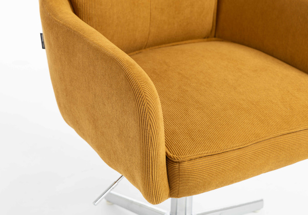 HOKER HR250CROSS ŻÓŁTY CURRY PREMIUM CORD SZTRUKS CHROMOWANA PODSTAWA