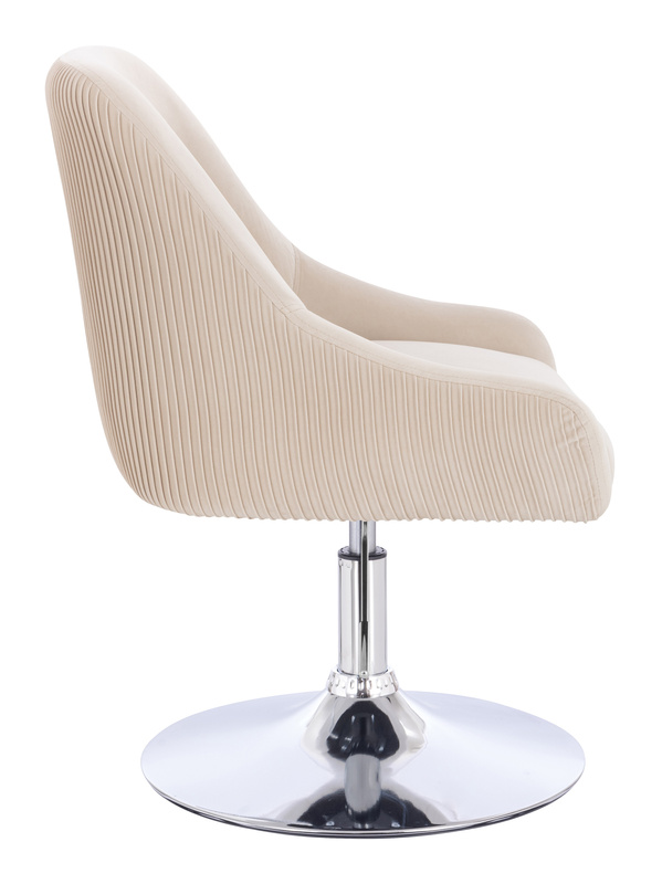 FOTEL HR920N KREMOWY WELUR CHROMOWANA PODSTAWA