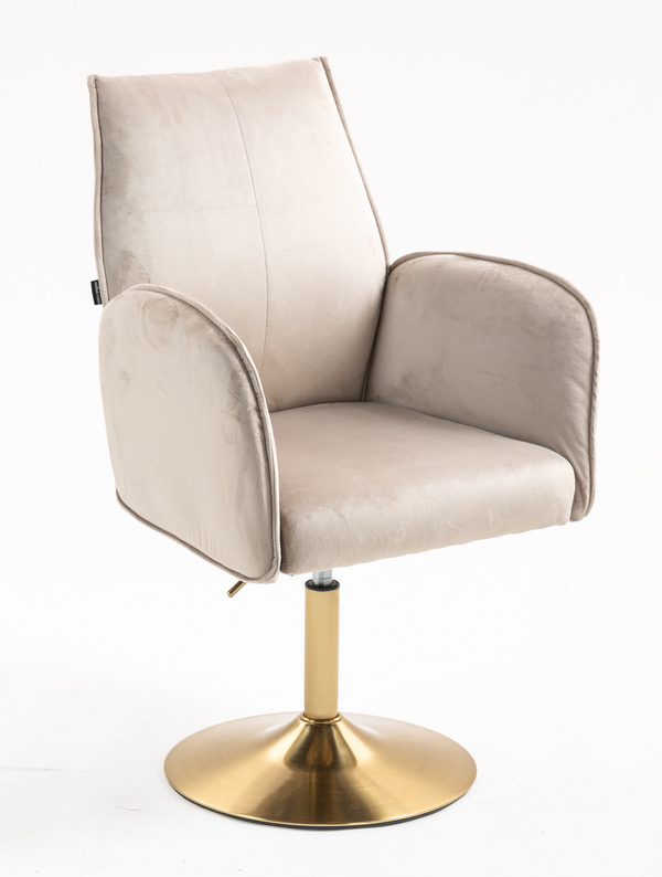 FOTEL HR280N LATTE WELUR ZŁOTA PODSTAWA