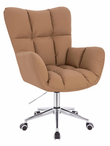 HOKER HR650K KARMELOWY EKOSKÓRA PREMIUM SOFT CHROMOWANA PODSTAWA