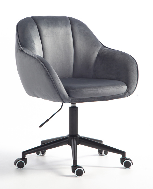 FOTEL HR2055K GRAFITOWY WELUR CZARNA PODSTAWA