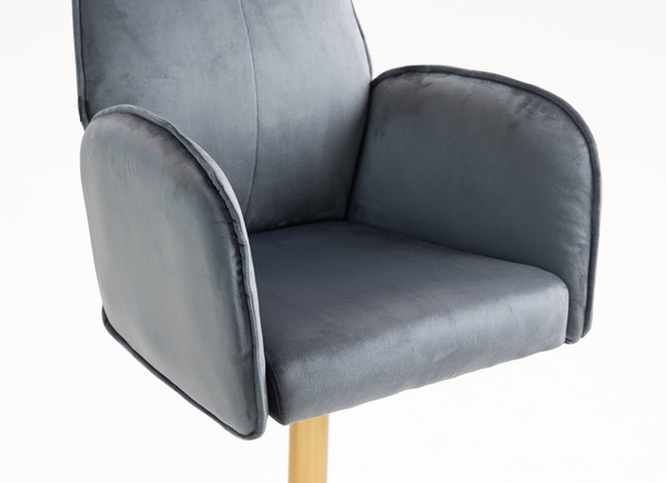 FOTEL HR280W GRAFITOWY WELUR ZŁOTA PODSTAWA