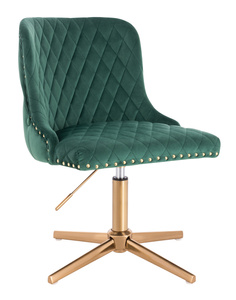 FOTEL HR940CROSS BUTELKOWA ZIELEŃ WELUR ZŁOTA PODSTAWA