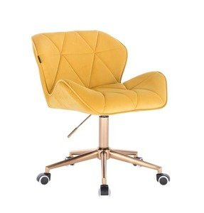 FOTEL HR111K ZŁOTE KÓŁKA ŻÓŁTY WELUR