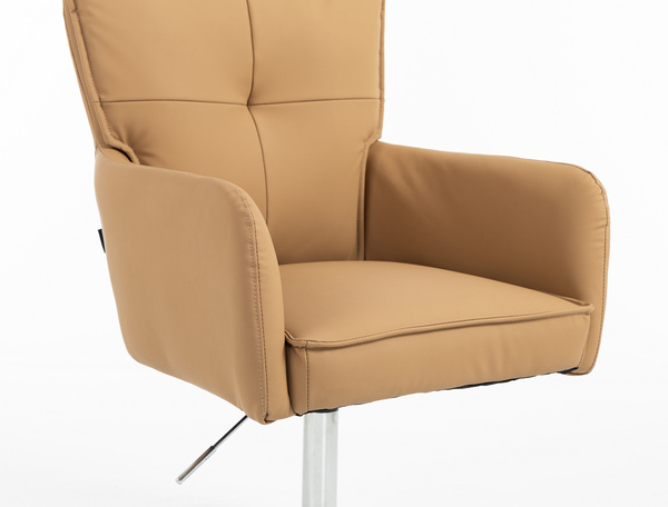 HOKER HR250N KARMELOWY EKOSKÓRA PREMIUM SOFT CHROMOWANA PODSTAWA