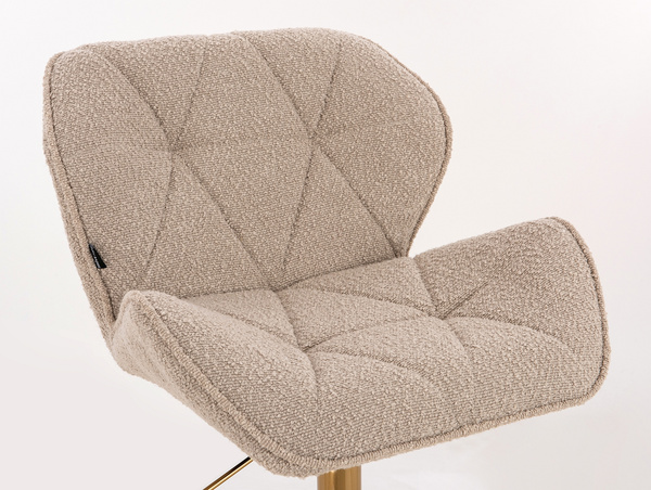 FOTEL HR111W LATTE BARANEK ZŁOTA PODSTAWA