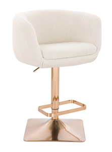 FOTEL HR333KW KREMOWY BARANEK ZŁOTA PODSTAWA