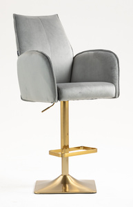 FOTEL HR280KW STALOWY WELUR ZŁOTA PODSTAWA