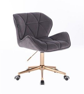 FOTEL HR111K ZŁOTE KÓŁKA GRAFITOWY WELUR