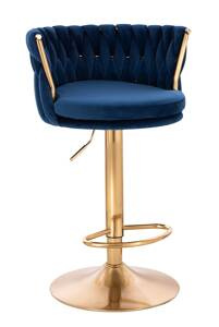 FOTEL HR450W CIEMNE MORZE WELUR ZŁOTA PODSTAWA