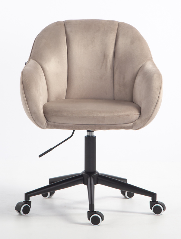 FOTEL HR2055K LATTE WELUR CZARNA PODSTAWA