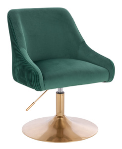 FOTEL HR920N BUTELKOWA ZIELEŃ WELUR ZŁOTA PODSTAWA