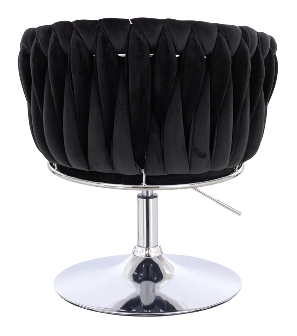 FOTEL HR750N CZARNY WELUR CHROMOWANA PODSTAWA