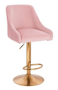 FOTEL HR920W PUDROWY RÓŻ WELUR ZŁOTA PODSTAWA