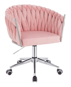 FOTEL HR750K PUDROWY RÓŻ WELUR CHROMOWANA PODSTAWA