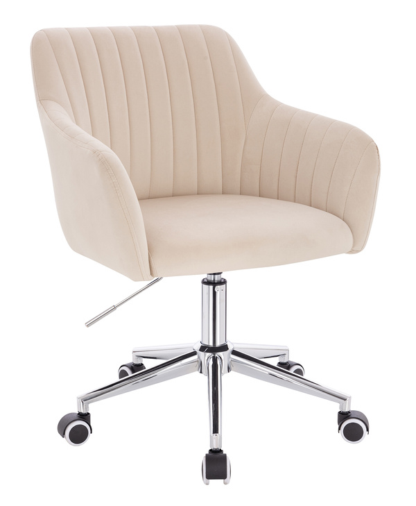 FOTEL HR190K KREMOWY WELUR CHROMOWANA PODSTAWA