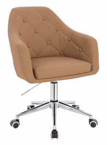 HOKER HR831K KARMELOWY EKOSKÓRA PREMIUM SOFT CHROMOWANA PODSTAWA