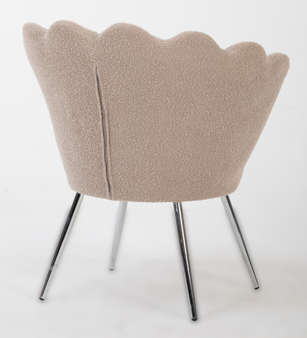 MUSZELKA FOTEL FREY LATTE BARANEK CHROMOWANE NOGI