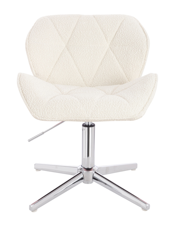 FOTEL HR111CROSS KREMOWY BARANEK CHROMOWANA PODSTAWA