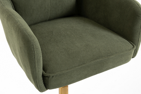 HOKER HR250W ZIELONY SZAŁWIA PREMIUM CORD SZTRUKS ZŁOTA PODSTAWA