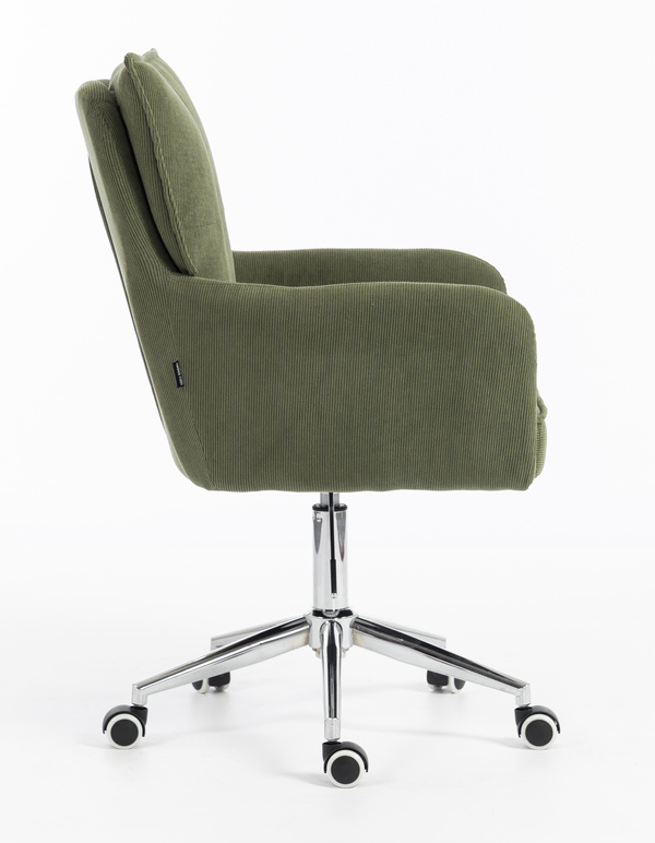 HOKER HR250K ZIELONY SZAŁWIA PREMIUM CORD SZTRUKS CHROMOWANA PODSTAWA