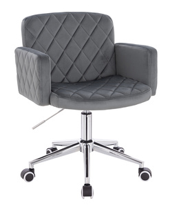 FOTEL HR802K GRAFITOWY WELUR CHROMOWANA PODSTAWA