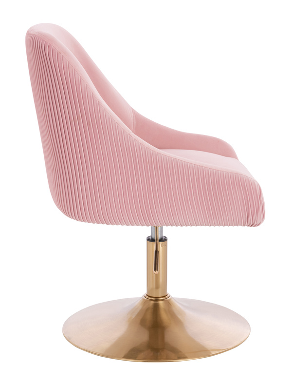 FOTEL HR920N PUDROWY RÓŻ WELUR ZŁOTA PODSTAWA