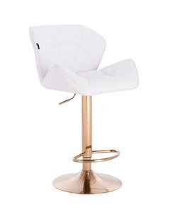 FOTEL HR111W BIAŁY EKOSKÓRA ZŁOTA PODSTAWA