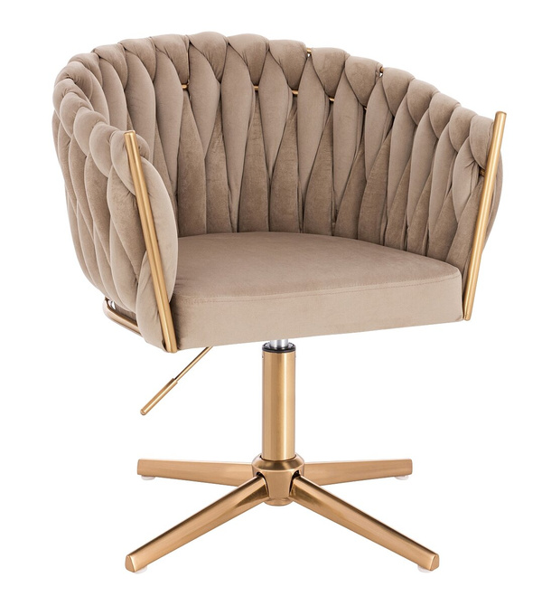 FOTEL HR750CROSS LATTE WELUR ZŁOTA PODSTAWA